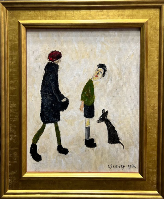 Two Figures and a Dog - L.S. Lowry by Peter Osborne