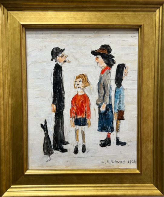 Four Figures and a Dog - L.S. Lowry by Peter Osborne